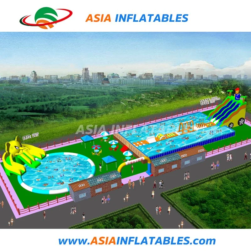 Ground Inflatable Water Amusement Park with Inflatable Water Slip N Slide