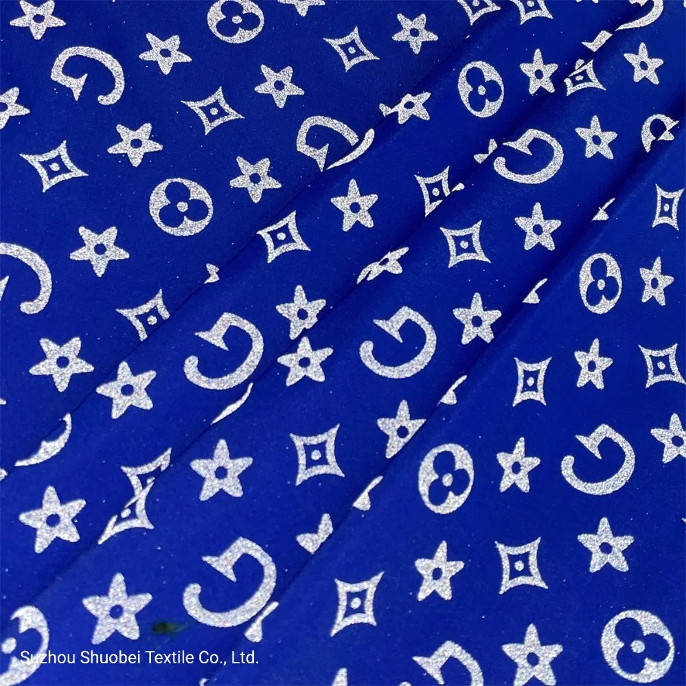 100%Polyester T400 Transfer Twill Reflect Light Printed Fabric in Stock