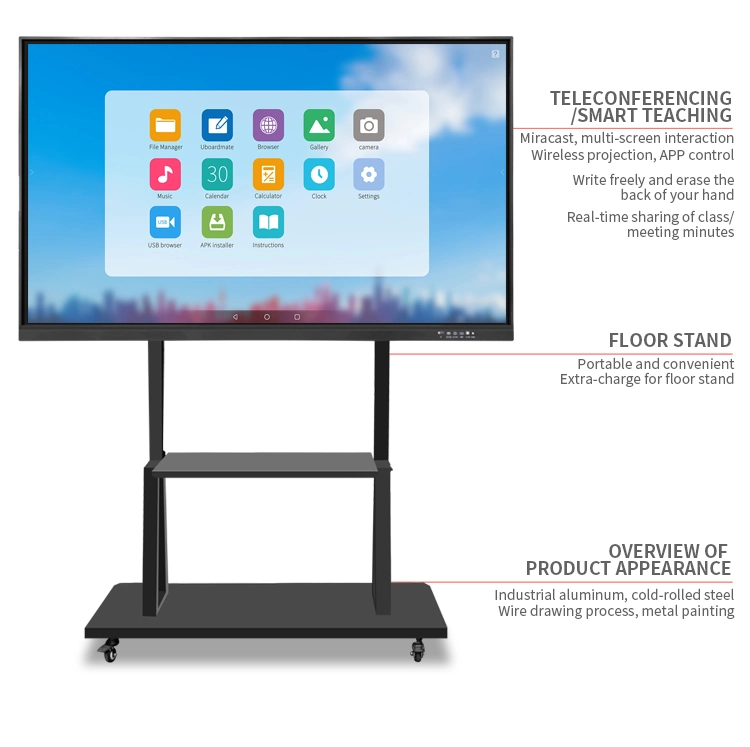 Multi Software Available Digital Class 10 Touch Smart Board TV 100 Inch Interactive Whiteboard and Projectors