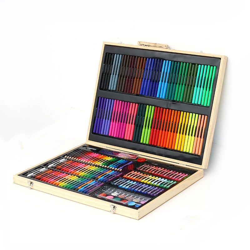 180 Pieces Drawing Art Box with Oil Pastels Crayons Colored Pencils for Children Double Sided Easel Art Set