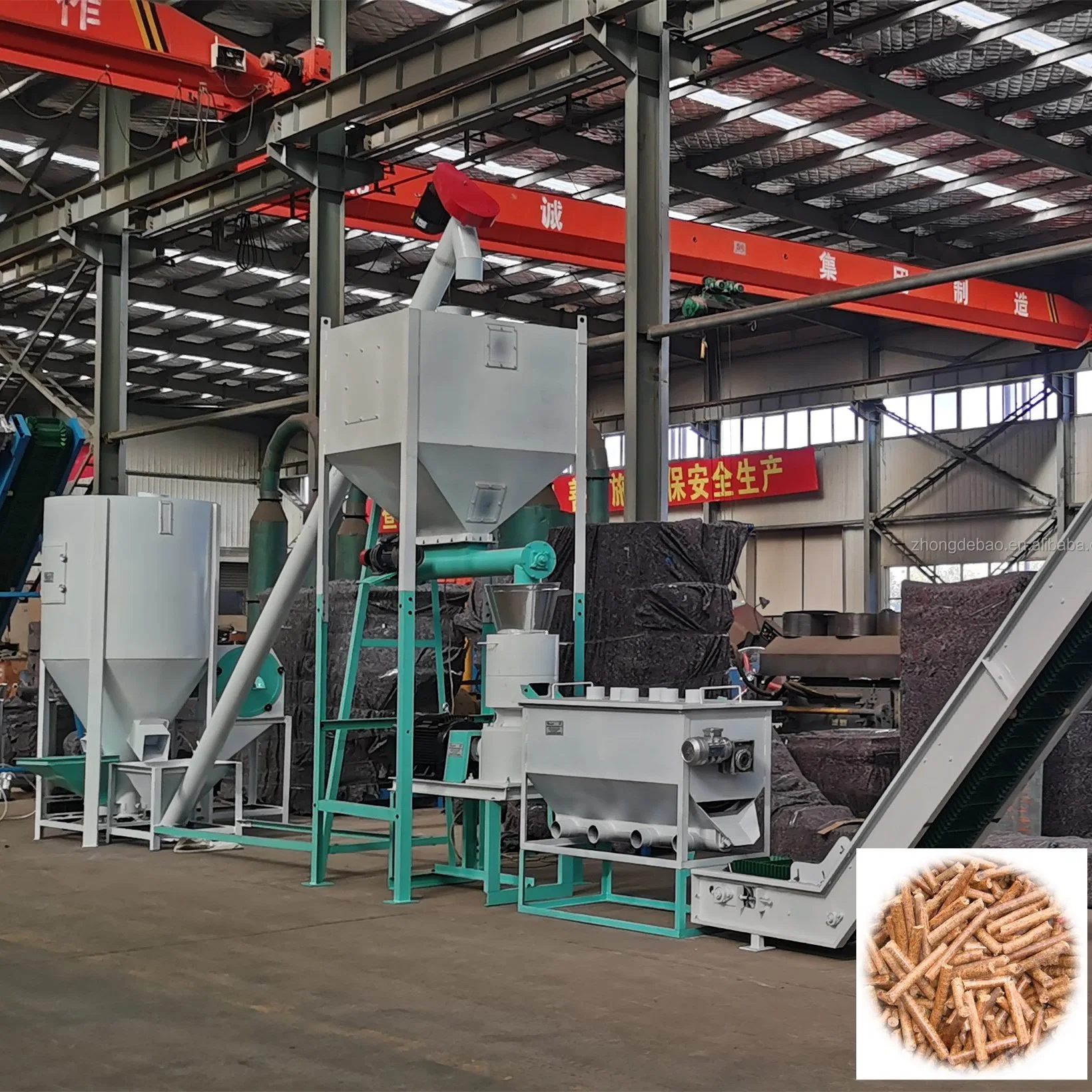 2000kg/h astillas de madera de la máquina de pellets Pellet biomasa Maker máquina quema de combustibles de madera completa línea de producción de pellets