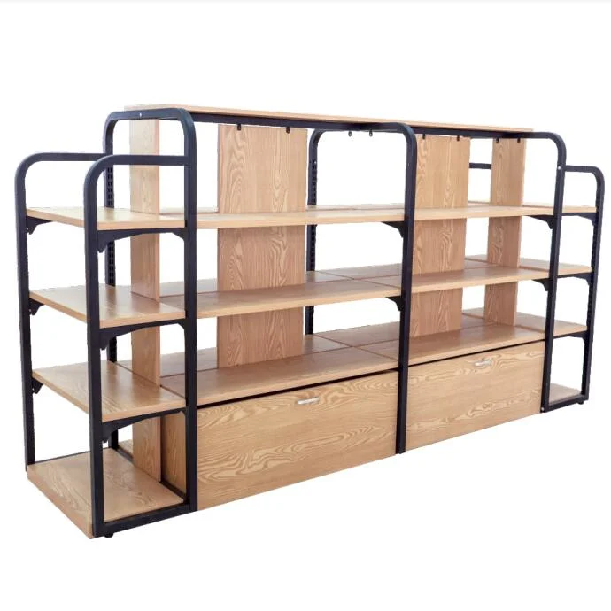 Equipamiento de supermercado MDF Mostrar Miniso Racks estantes de acero de madera