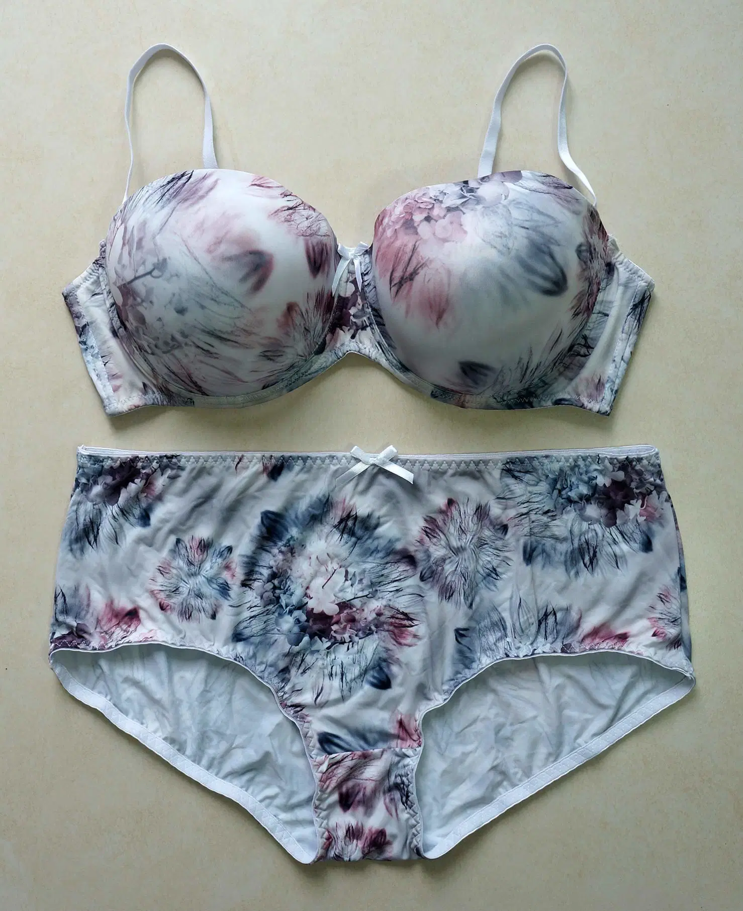 Flower impresso roupas íntimas para Bra com Briefs