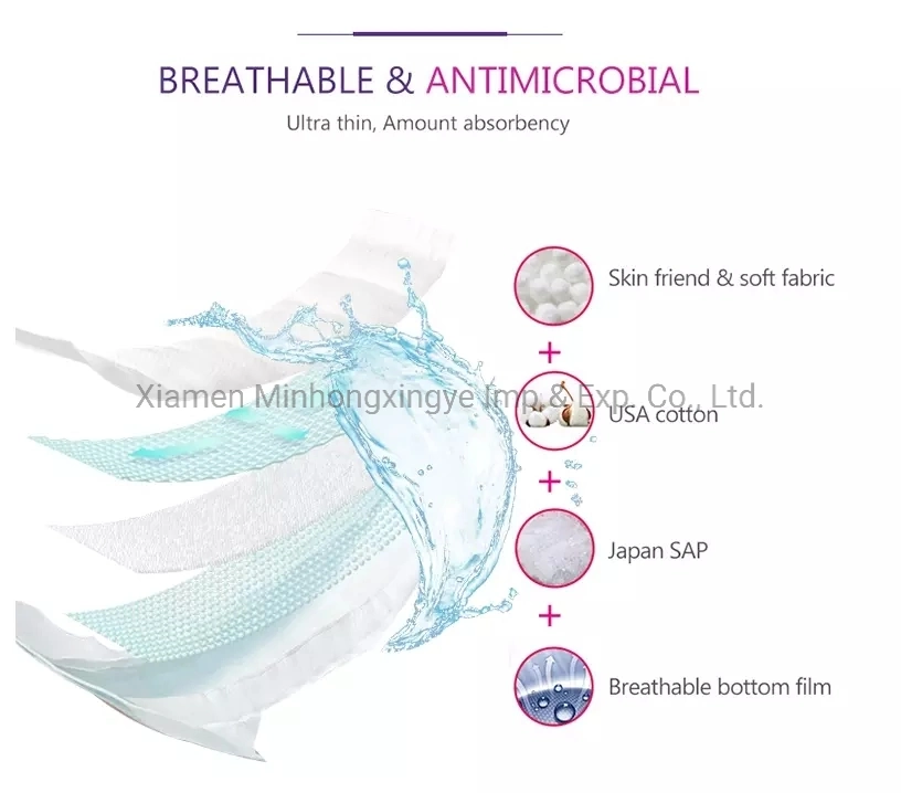 Biodégradable naturel de maïs et de fibre de bambou de serviettes sanitaires Mentol refroidissement des plaquettes des Filles de la femme