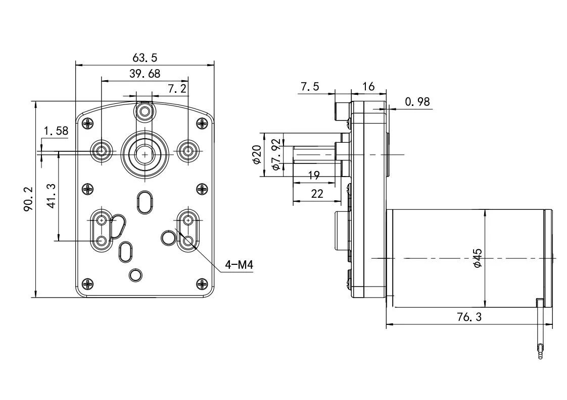 Customizable Electric 45mm24V Motor DC Motor 20W Low Speed Permanent Magnet DC Brushed Motor Spur Gear