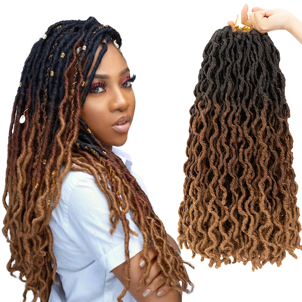 3 tonos de color nueva diosa ondulado Locs Hair Extension Ombre Gypsy Faux Locs Crochet trenzar el cabello