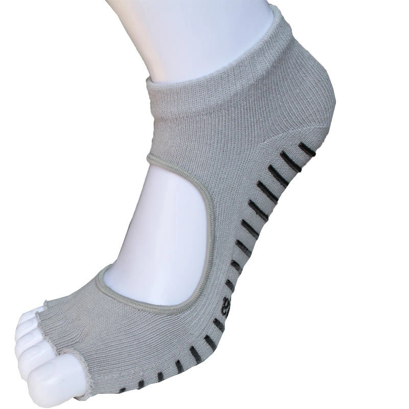 2020 Meilleure vente anti- glissement de coton de la moitié de la cheville de la TOE Grip Chaussettes Toeless Yoga