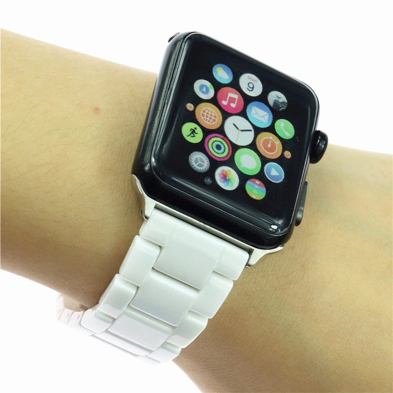 Suitable for Applewatch567 Generation iWatch Watch Three Pearl Black and White Ceramic 22mm Watchband Chain