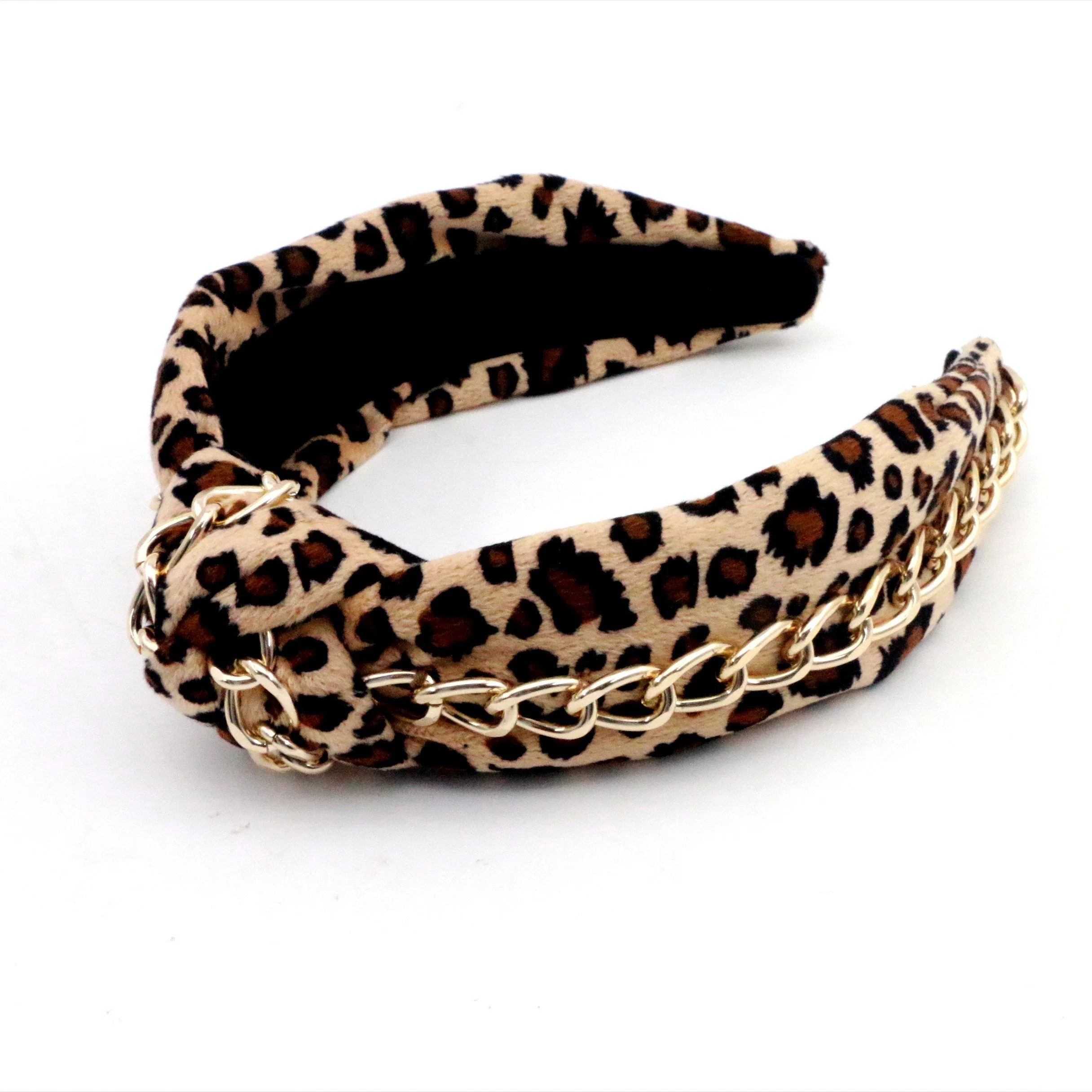 Brown Leopard vincular las mujeres de lujo de diadema de Terciopelo Hairband personalizado