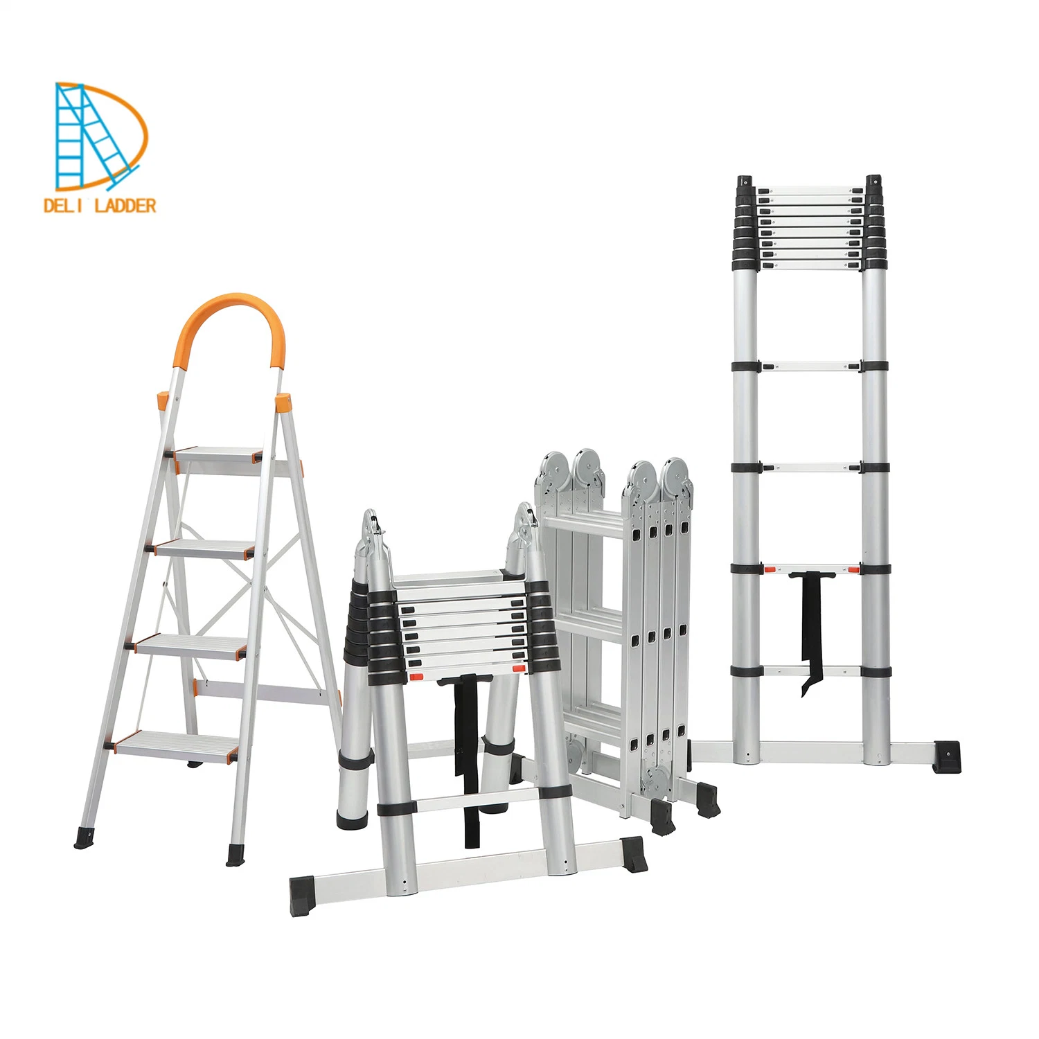 Deliladder Safety and Durable Folding Step Telescopic Aluminium Ladder Witn En131