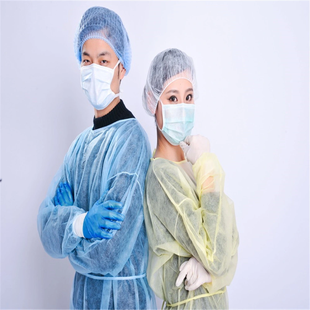 Disposable Isolation Gown Polypropylene Lab Gowns Knit Cuff Long Sleeve Blue 10 Pack