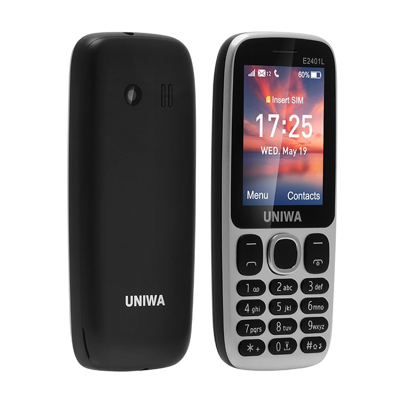 Uniwa E2401L 2.4 pouces métal déverrouillé Prix bas 1600mAh Big Téléphone portable FDD-LTE 4G avec clavier à batterie