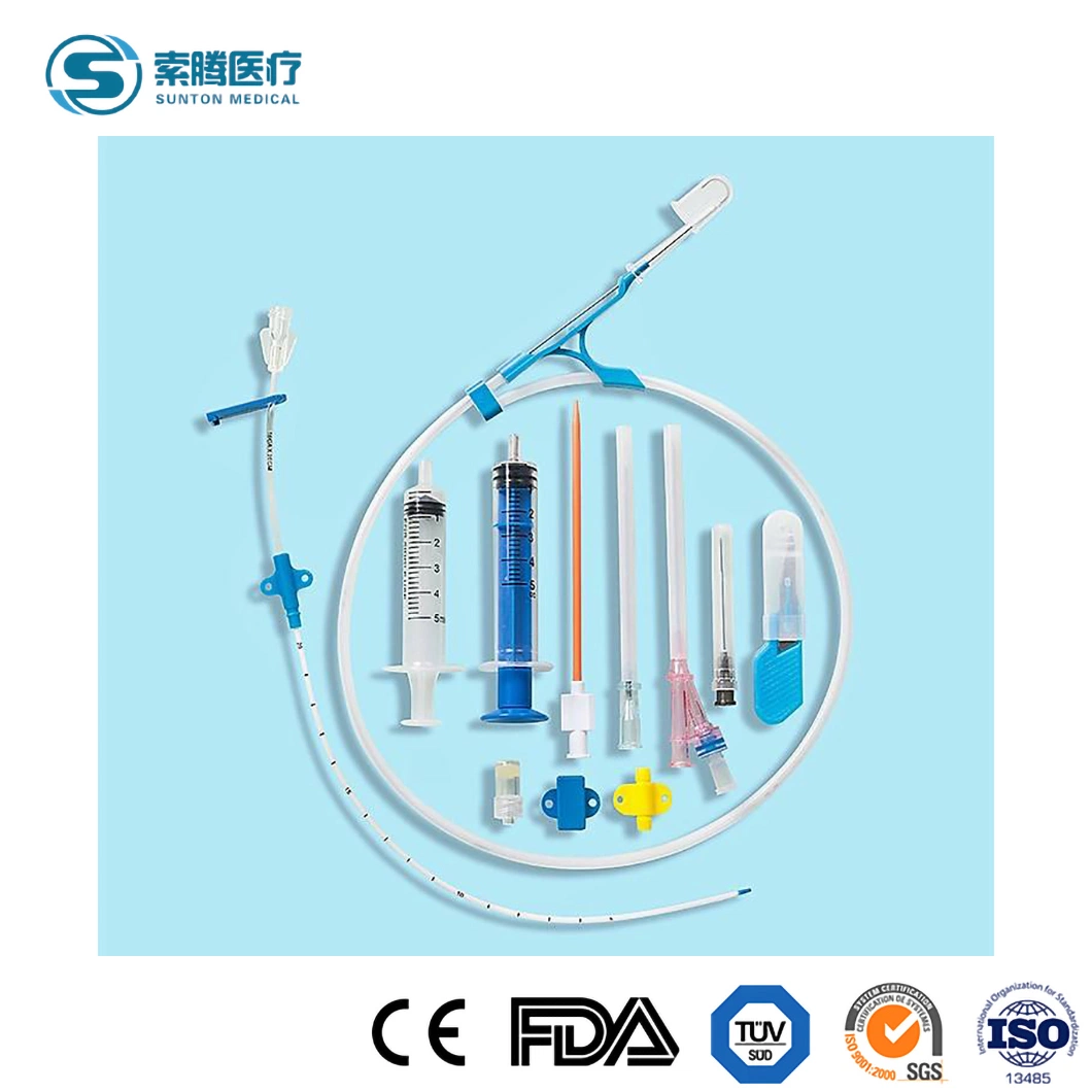 Prêt à expédier Sunton cathéter veineux central Kit Kit de CVC Fabricant de la Chine cathéter médicaux jetables triple lumen cathéter veineux central pour veineux