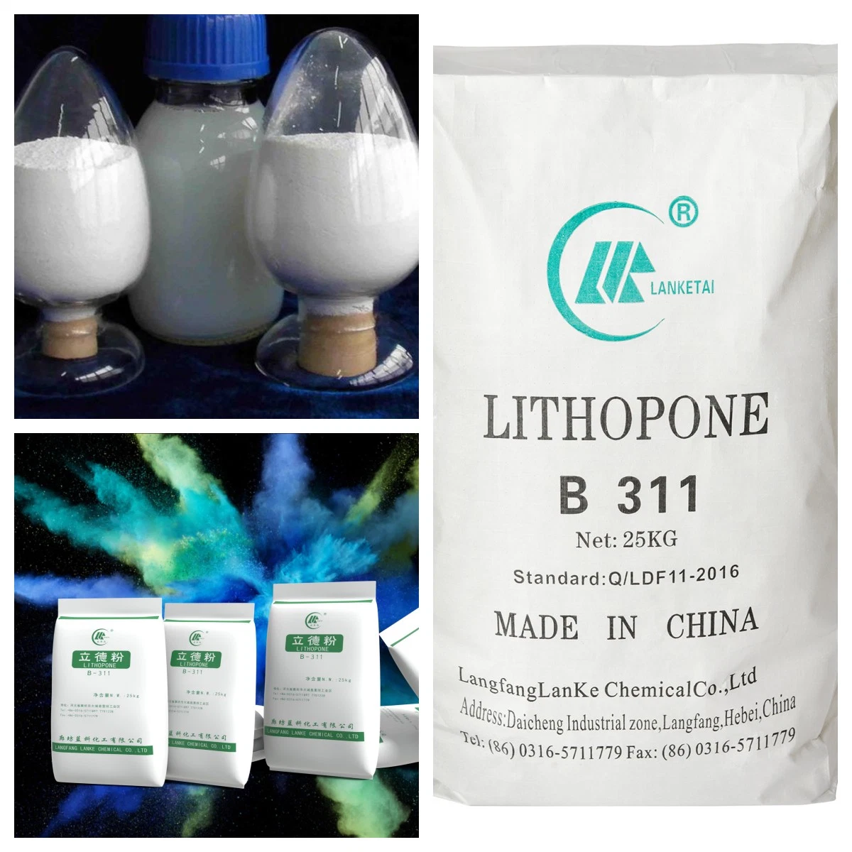 Zinc Content 30% High White Lithopone B-311 for Industrial Grade Building Paint