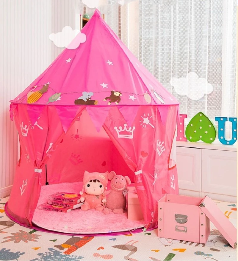 Kiddie Princess Crown Tent Collapsible Children Tent Pop up Round Game Room Esg16358