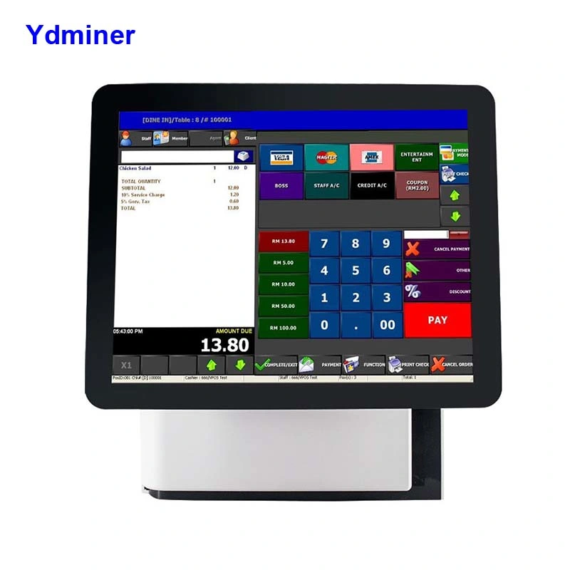 Cr001 Restaurant Touch Screen نظام Android POS بحجم 15 بوصة مع شاشة مزدوجة