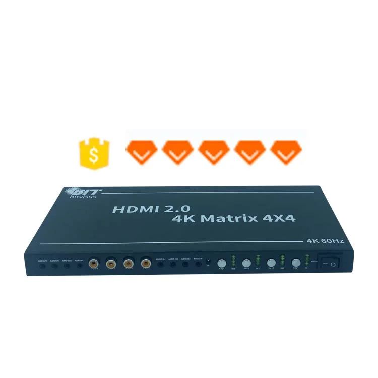 New All-Digital AV Support Audio 3D Video 4X4 HDMI Matrix Switch