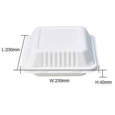 Eco Compostable Clamshell Take Away Food Containers 3 Compartment Disposable Biodegradable Lunchbox