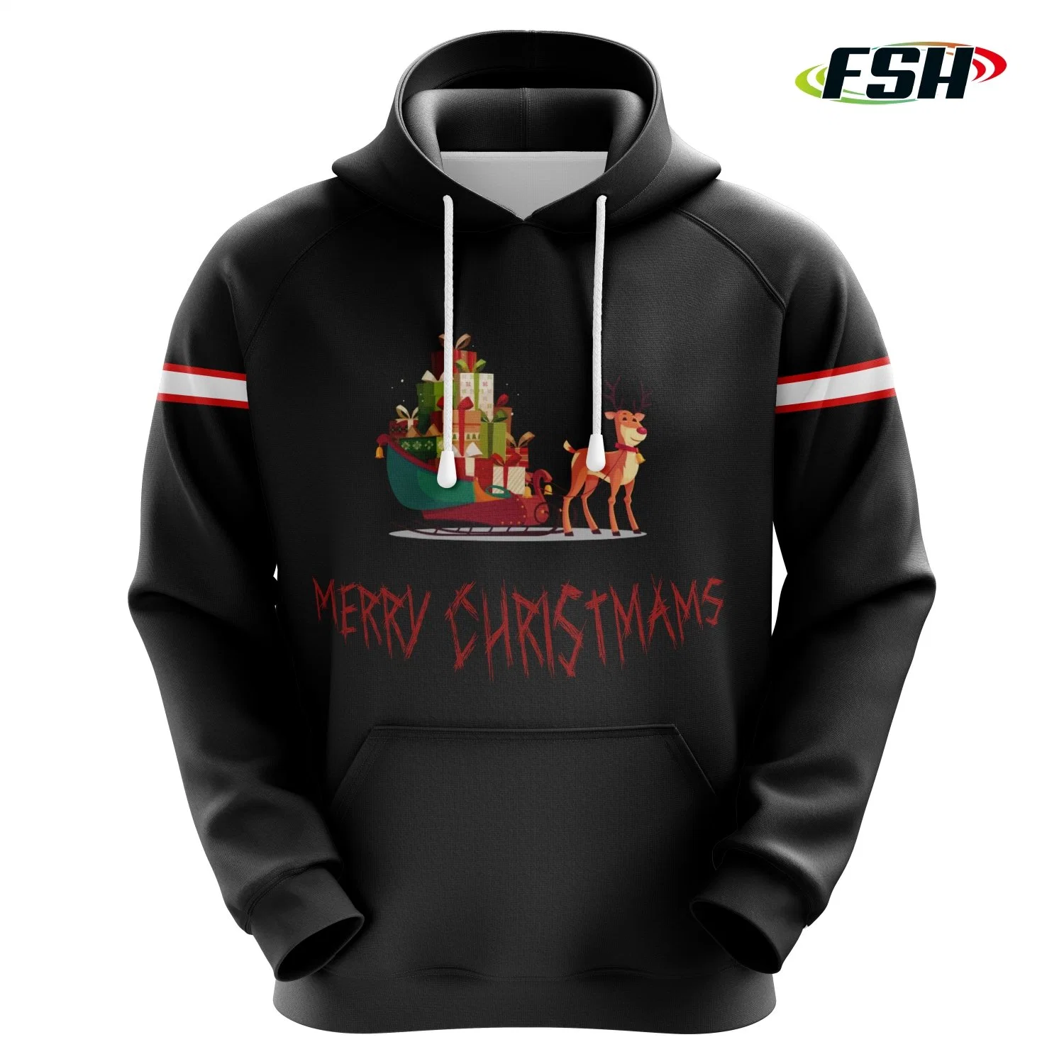 Mens Cotton Sweatshirt Plus Size Pullover Print Sublimation Custom Logo Christmas Wear