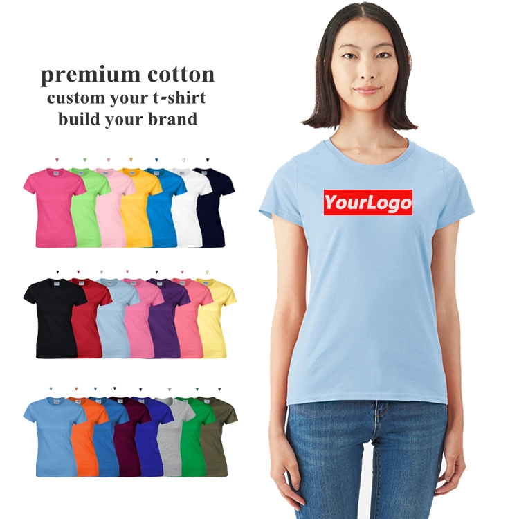 Wholesale Round Neck Manufacturer Ladies Custom Unisex Plain 100% Cotton Women Plain T-Shirts Women&prime; S T-Shirts