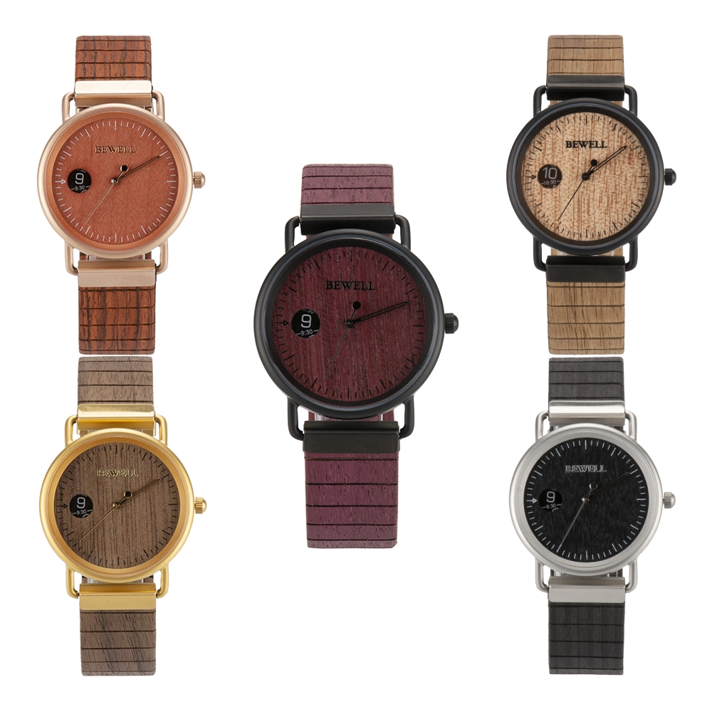 Fashion Design Wooden Watch IP Gold kombinieren mit Natual Schwarz Walnut 3ATM Wasserdicht