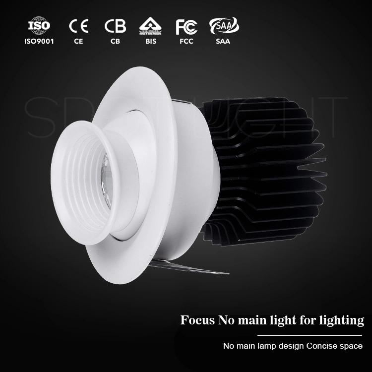 SMD LED blanco hogar empotrado en el interior ajustable de aluminio de 7 W COB LED redonda de la luz de abajo