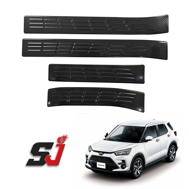 Door Step Sill Door Decoration Trim Stainless Steel Exterior Accessories Black Carbon Sliver for 2021 Raize