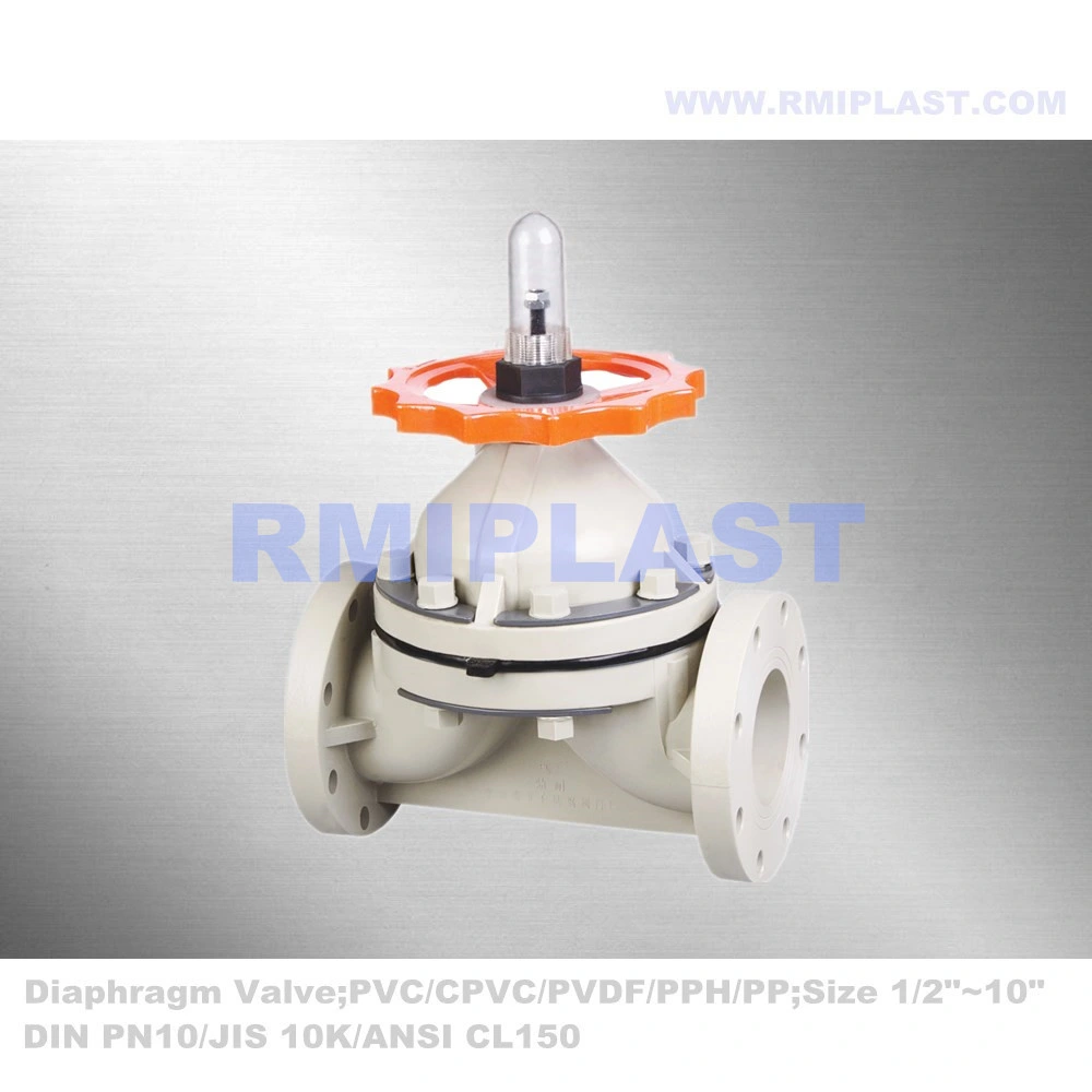 Plastic Body Polypropylen Diaphragm Valve with Flange End ANSI Class 150 1in 2in 3in 4in 5inch 6inch 8inch 10inch