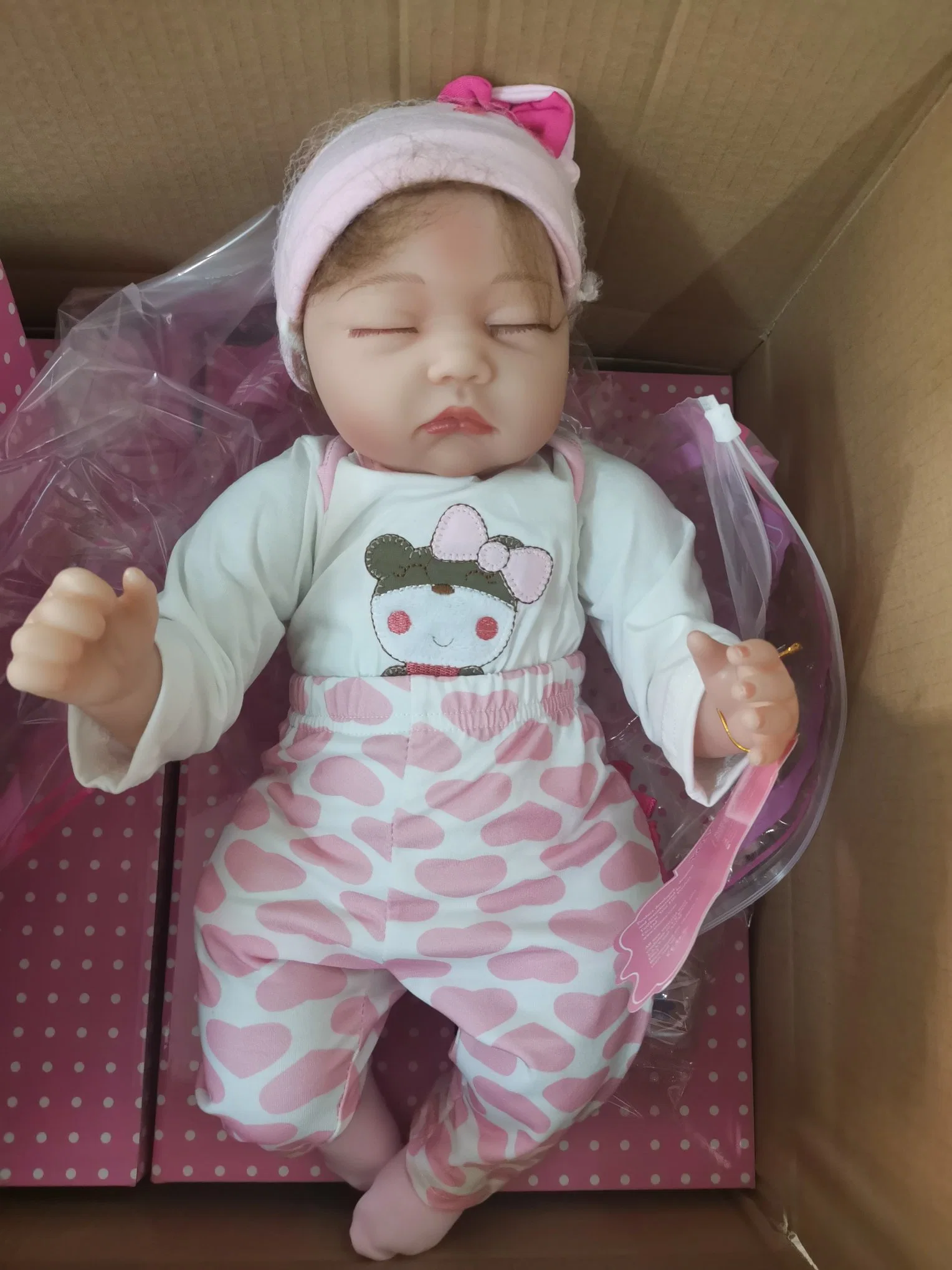 Reborn Sleeping Baby Girl Doll Soft Vinyl Lifelike Realistic 22 Inch Weighted Newborn Dolls Gift Set