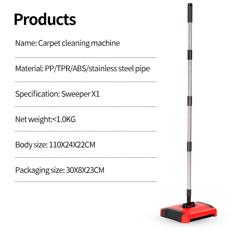 Multi-Functional Hand Push Floor Sweeper Cordless Manual Vacuum Cleaner Broom