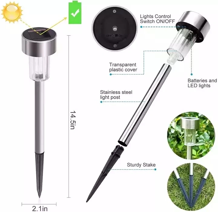 Outdoor Camping Tent Stake Nail Light Solar LED Stainless Steel Ground Nail Garden Lawn Decorative Light