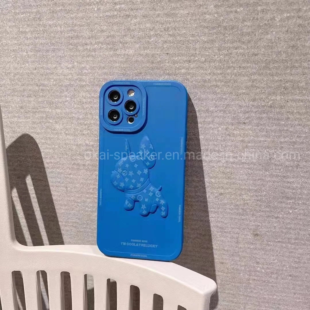 Cute Cartoon 3D Bulldog Phone Case Back Cover for iPhone 13