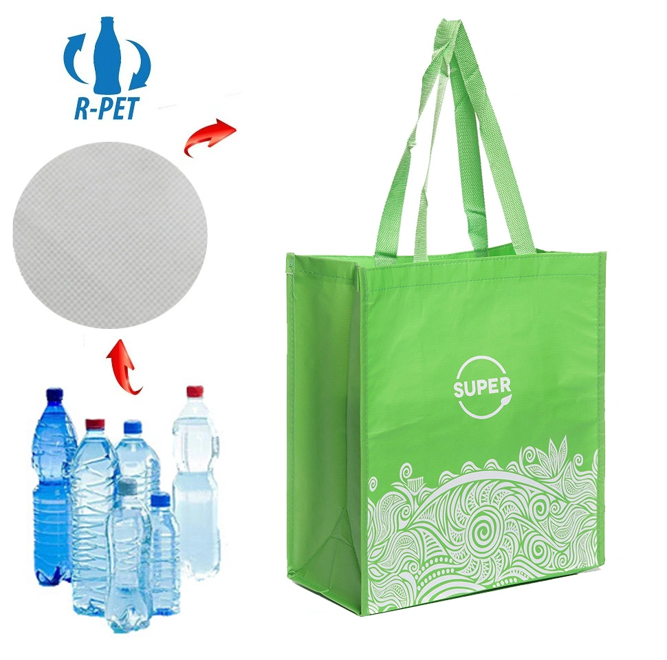 Personalizar Eco-Friendly Fabric RPET reutilizáveis de PP Non-Woven Sacola de Compras Sacos