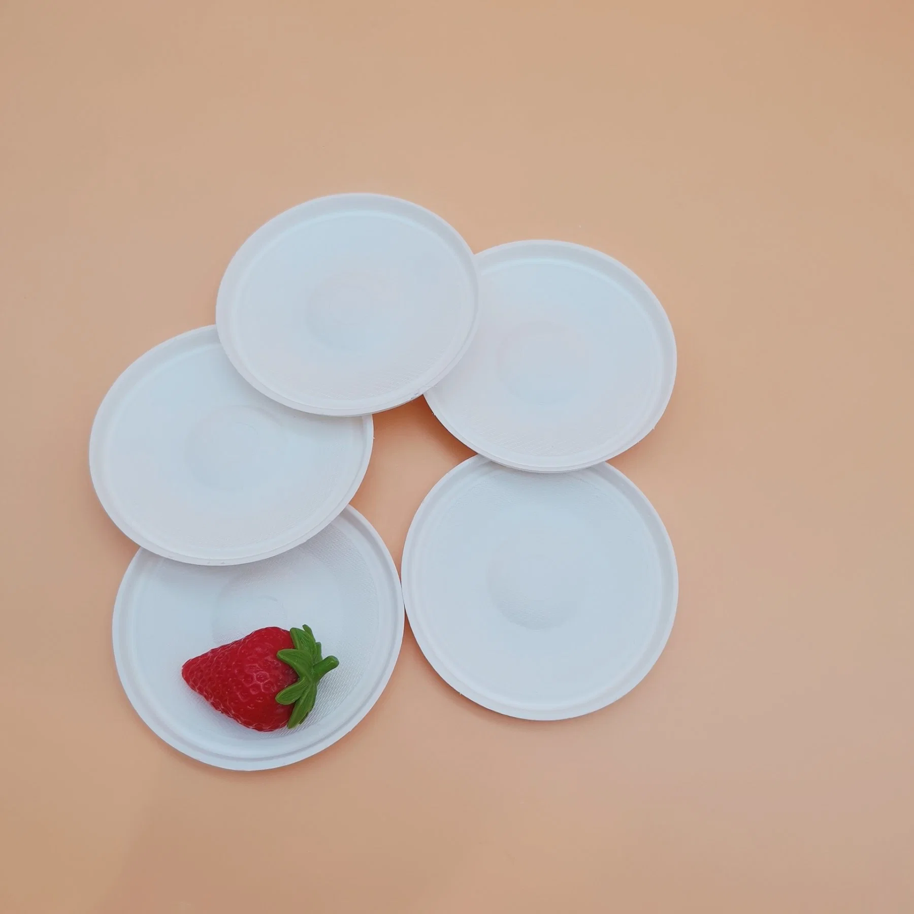 80 90 mm White Bagasse Flat Coffee Cup Lids