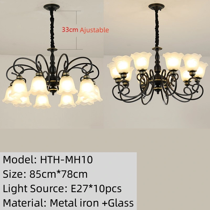 Handwork Iron Art+Frosted Glass Kapok Ceiling Pendant Light with E27*5/6/8/10 Light Fixture (HTH-MH)