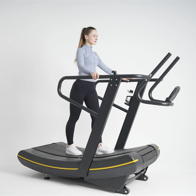 New Design Runner Running Machine Manual Mechanical Aluminium Belt Curved Treadmill