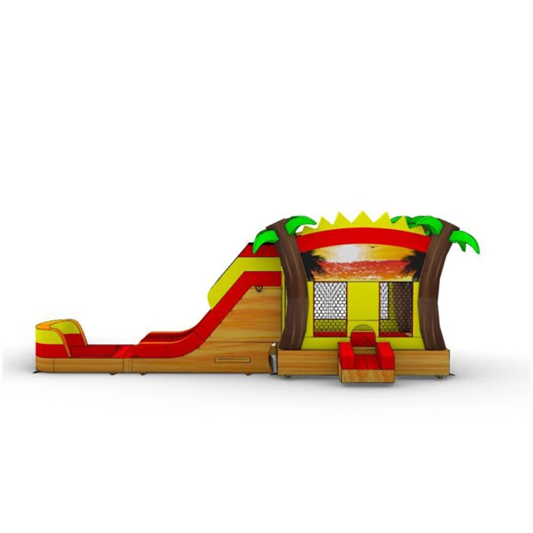 Customized Kids Party Jumpers Tropical Commercial Inflatable Bouncer Dual Lane Rasta Combo Bounce House