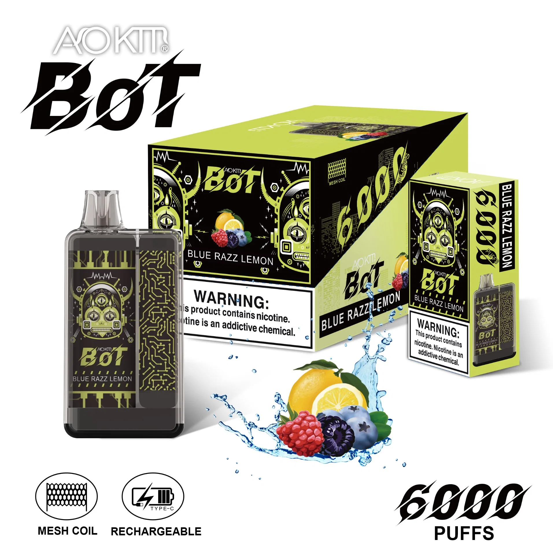 E-pipe Aokit Bot 6000 Puff Bar Plus desechable E-CIG caliente Venta fábrica Vaporizer Pot Wholesale/Supplier Puff Bar 7K 8K 9K Puff