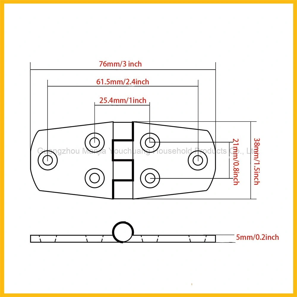 1 Pair 3" X 1.5" Boat Door Hinge Strap Marine Hatch Hinge Stainless Steel 316 6 Holes Casting Hinge (76mm X 38 mm) W/Fasteners for Boat Rvs (Pair)