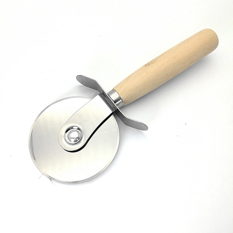 Stainless Steel Wheel Blade Cheese Slicer Pizza Cutter with Wooden Handle