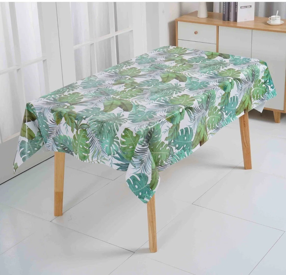 Abaxial Leaf Printed Table Cloth Plastic PVC Vinyl Tablecloth for Party Picnic Camping