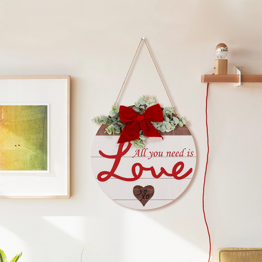 Valentine's Day Love Bow Wooden Hanging Sing for Wall Door