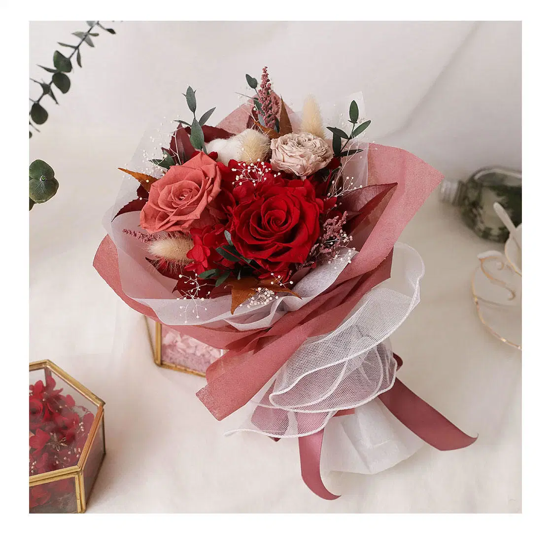 100% Natural and Pure Export Quality Wholesale/Supplier Selling Red Dry Rose Christmas Design