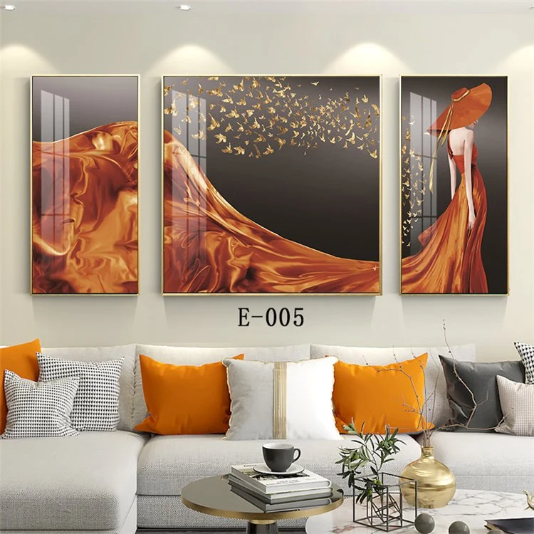 Living Room Decorative Painting Modern Hanging Painting Sofa Background Wall Elk Bedroom Nordic Crystal Porcelain Triptych Light Luxury Painting Background Pain