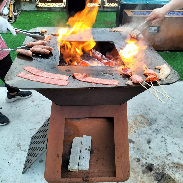 Parrilla a gas y carbón Corten Steel parrilla al aire libre fogata Camping Parrilla Comercial Parrilla Carbón