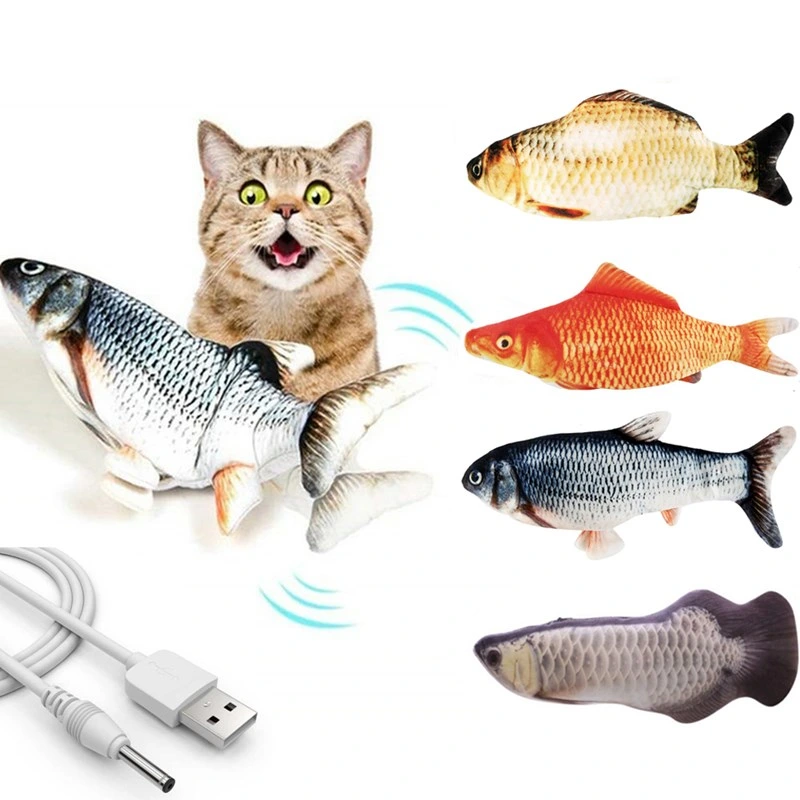 30cm USB Electric Charging Simulation Dancing Jumping Moving Fish Cat Toys