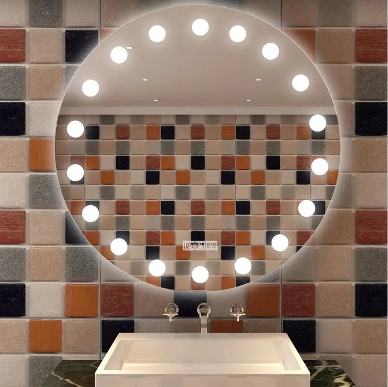 CE/IP44/Rosh with Time Temperature Anti-Fog Wall LED Bathroom Smart Round Mirror