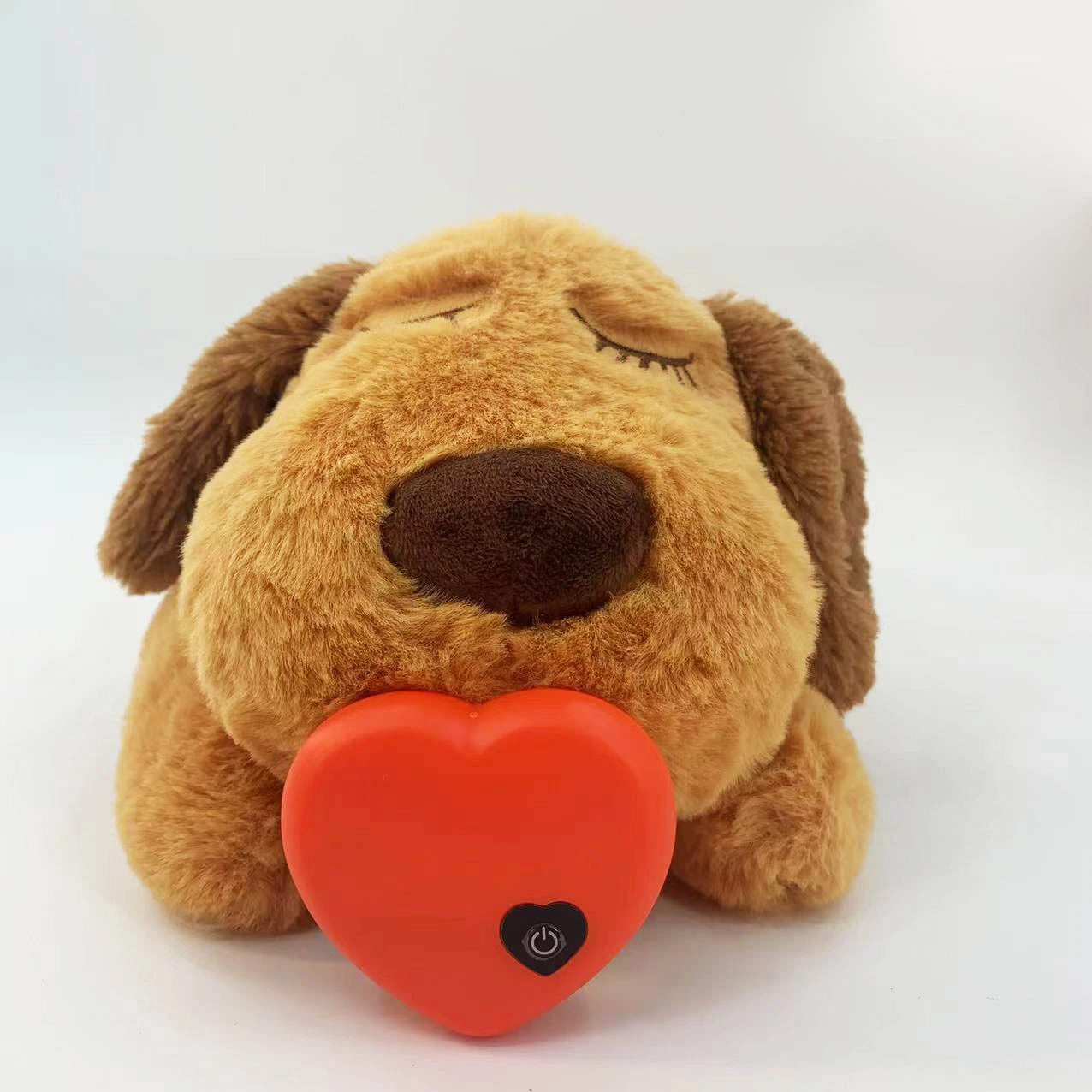 Ruunjoy Cute Heartbeat Puppy Behavioral Training Toy Plush Pet Comfortable Snuggle Anxiety Relief Sleep Aid Doll Durable Dog