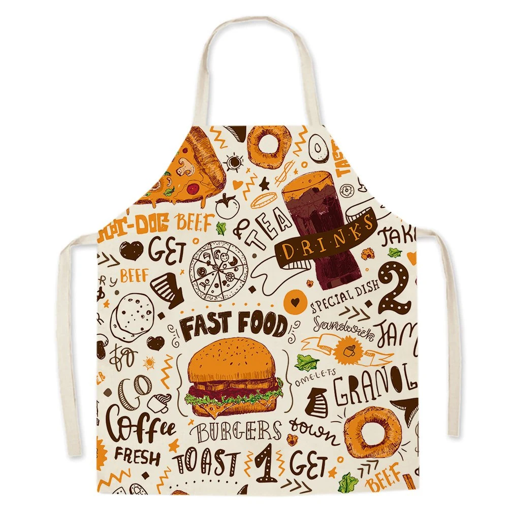 Letter Alphabet Kitchen Aprons for Women Cotton Linen Bibs