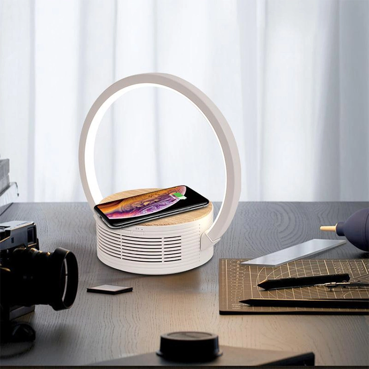 Modern Home Wireless Speakers Touch Desk Lamp LED with Qi Wireless Charger